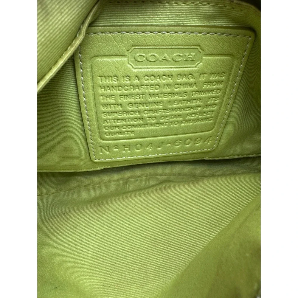Vintage Coach Womens Signature Monogram Demi Shoulder Bag Lime Green 6094
